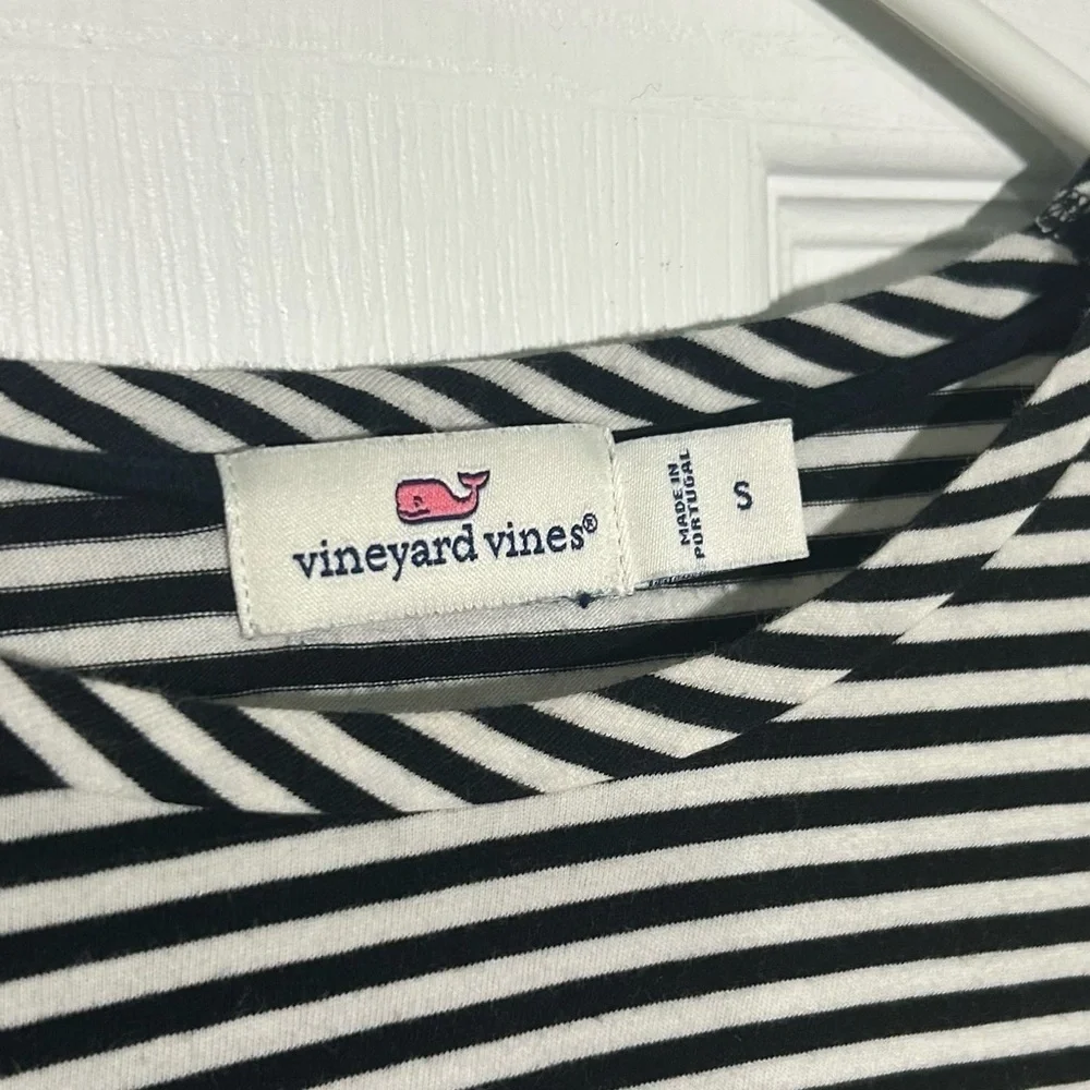 Vineyard Vines Bell 3/4 Sleeve Cotton Black and White Stipe Top Size Small - Picture 4 of 9